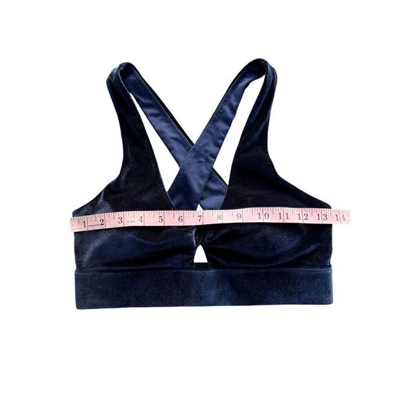 Fabletics Oasis Twist Velour Sports Bra In Deep Navy - Picture 9 of 10